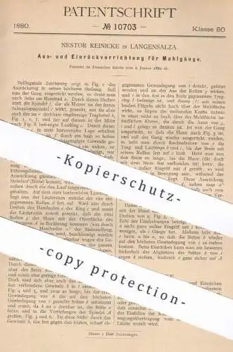 original Patent - Nestor Reinicke , Langensalza , 1880 , Aus- und Einrückvorrichtung für Mahlgänge | Mühle , Mühlen !!!