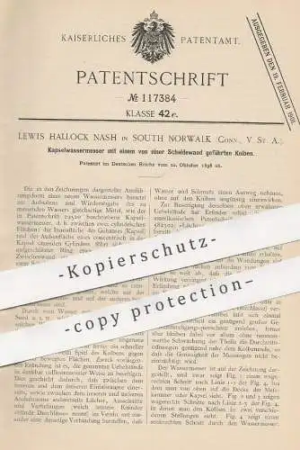 original Patent - Lewis Hallock Nash , South Norwalk , Connecticut USA , 1898 , Wassermesser | Kolben , Motor , Zylinder