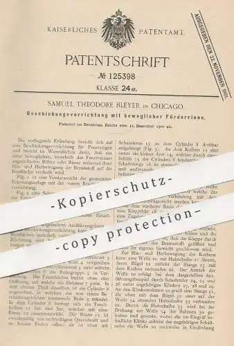 original Patent - Samuel Theodore Bleyer , Chicago , USA , 1900 , Beschickung mit beweglicher Förderrinne | Dampfkessel