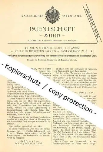 original Patent - Charles Schenck Bradley , Avon | C. Borrows Jacobs , East Orange , USA , 1898 , Barium im elektr. Ofen