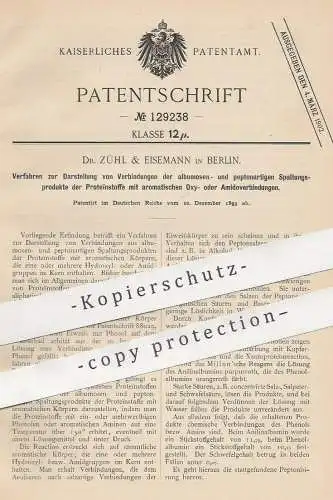 original Patent - Dr. Zühl & Eisemann , Berlin , 1899 , Spaltungsprodukte der Proteïnstoffe | Protein , Proteïn | Säure