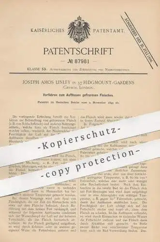 original Patent - Joseph Amos Linley , 57 Ridgmount Gardens , London , England , 1895 | gefrorenes Fleisch auftauen !!