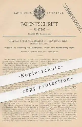 original Patent - Charles Frederick Oakley , Thornton Heath , Surrey , England , 1895 , Negativplatten | Photography !!