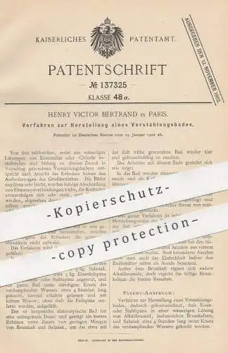 original Patent - Henry Victor Bertrand , Paris Frankreich , 1902 , Verstählungsbad | Stahl , Eisen , Metall , Gusseisen