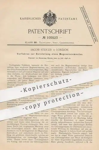 original Patent - Jacob Steiger , London , England , 1898 , Magnesiacement - Herstellung | Chlor , Magnesium , Chemie