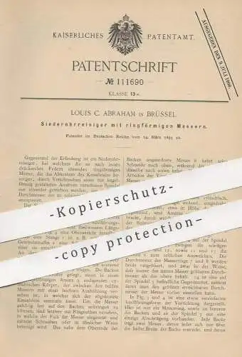 original Patent - Louis C. Abraham , Brüssel , Belgien , 1899 , Siederohrreiniger mit rundem Messer | Rohr , Kessel !!