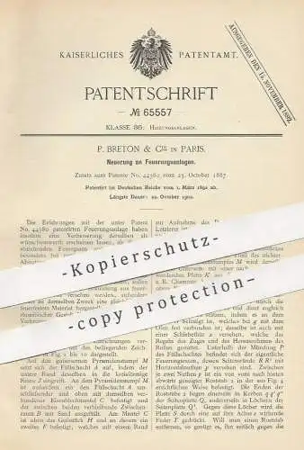 original Patent - P. Breton & Cie. , Paris , Frankreich , 1892 , Feuerungsanlage | Feuerung | Heizung , Ofen , Ofenbauer