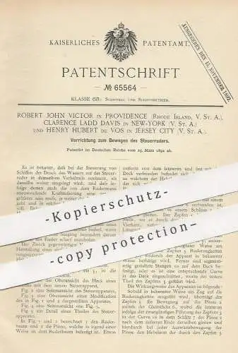 original Patent - Robert John Victor , Clarence Ladd Davis , Henry Hubert de Vos , USA | Steuerruder | Ruder | Schiffbau