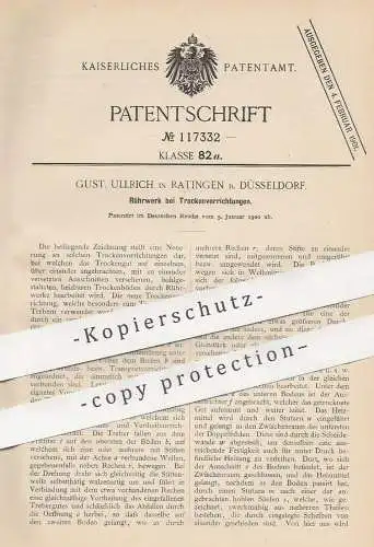 original Patent - Gust. Ullrich , Düsseldorf / Ratingen | 1900 | Rührwerk bei Trockenvorrichtung | Trockner , Rösten