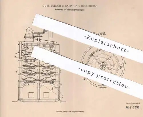 original Patent - Gust. Ullrich , Düsseldorf / Ratingen | 1900 | Rührwerk bei Trockenvorrichtung | Trockner , Rösten