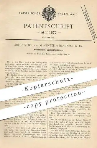 original Patent - Adolf Nebel , M. Hentze , Braunschweig , 1899 , Mehrteiliges Gasbehälterbassin | Gas - Behälter !!