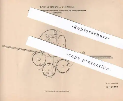 original Patent - Bohn & Herber , Würzburg , 1899 , Schnellpresse | Presse , Druckpresse , Druck , Buchdruck !!