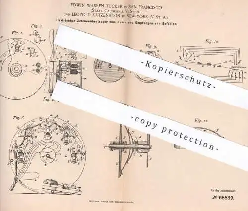 original Patent - Edwin Warren Tucker , San Francisco California USA | Leopold Katzenstein New York | Elektr. Empfänger