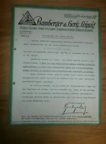 altes Dokument - Bamberger & Hertz in Leipzig , 1927, Bekleidung , Schneiderei , A. Colditz in Hartha i. Sa !!!