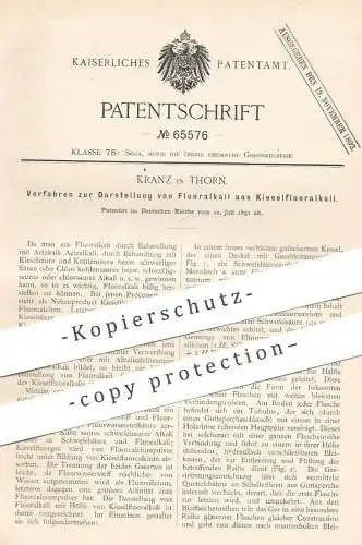 original Patent - Kranz , Thorn , 1891 , Darstellung von Fluoralkali aus Kieselfluoralkali | Alkali , Chemie !!!