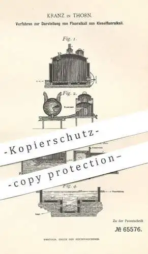 original Patent - Kranz , Thorn , 1891 , Darstellung von Fluoralkali aus Kieselfluoralkali | Alkali , Chemie !!!