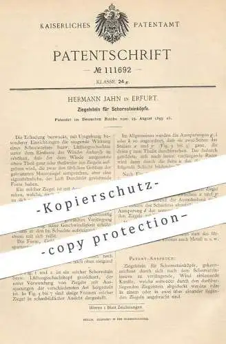 original Patent - Hermann Jahn , Erfurt , 1899 , Ziegelstein f. Schornsteinkopf | Ziegel , Stein , Klinker , Schornstein