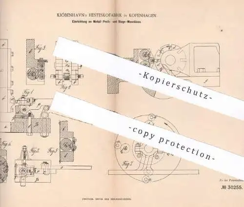 original Patent - Kjóbenhavn's Hesteskofabrik , Kopenhagen , Dänemark , 1884 , Metall - Presse , Biegemaschine | Walze