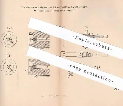 original Patent - Charles Thimothée Maximilien Valérand de Bange , Paris , Frankreich , 1884 , Abfeuerung der Geschütze