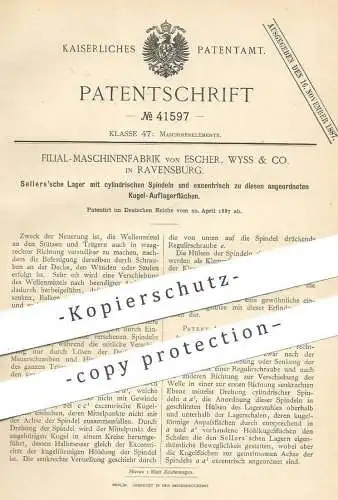 original Patent - Filial Maschinenfabrik von Escher , Wyss & Co. , Ravensburg , 1887 , Seller'sche Lager | Seller !!!