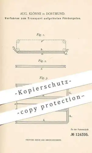 original Patent - Aug. Klönne , Dortmund , 1900 , Transport von aufgelöstem Fördergut | Getreide , Kohlen , Beförderung