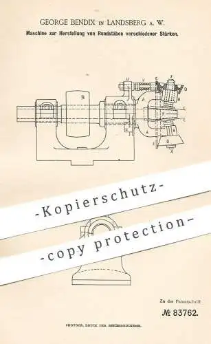 original Patent - George Bendix , Landsberg , 1895 , Herst. von Rundstäben aus Holz | Stab , Tischler , Drechsler !!!