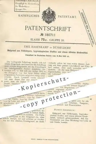 original Patent - Emil Hasenkamp , Düsseldorf , 1905 , Malgrund aus Füllkörpern | Malen , Leinwand , Maler , Künstler