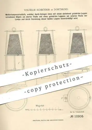 original Patent - Wilhelm Schröder , Dortmund , 1880 , Verschluss für Wetterlampe , Sicherheitslampe | Bergwerk Laterne