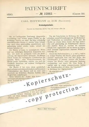 original Patent - Carl Hoffmann , Aue Sachsen , 1880 , Kreissägenschutz | Schutz für Kreissäge | Säge , Holzsäge , Holz