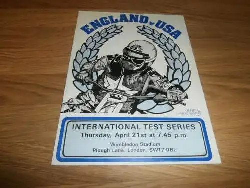 Speedway Wimbledon 21.04.1983 , England vs. USA  , Programmheft / Programm / Rennprogramm , program !!!