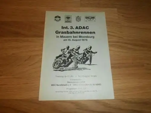 Grasbahnrennen , Mauern b. Moosburg , 15.08.1978 , Speedway , Programmheft / Programm / Rennprogramm , program !!!