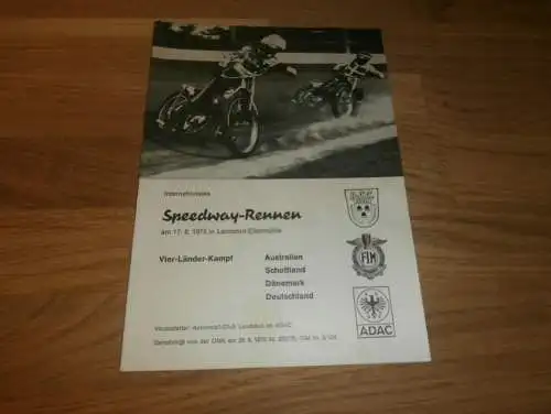 Speedway Landshut 17.08.1975 , Programmheft / Programm / Rennprogramm , program !!!