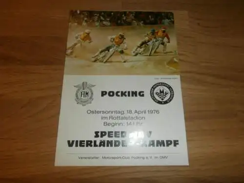 Speedway Pocking , 18.04.1976 , Programmheft / Programm / Rennprogramm , program !!!