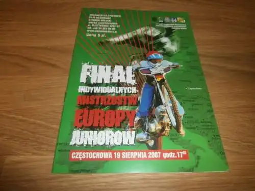 Speedway , Czestochowa , 19.08.2007 , EM - Finale , Programmheft / Programm / Rennprogramm , program !!!