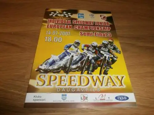 Speedway Daugavpils , 14.07.2007 , Europameisterschaft , Programmheft / Programm / Rennprogramm , program !!!