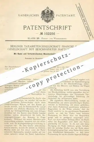 original Patent - Berliner Taxametergesellschaft Francke & Co. GmbH Berlin , 1896 , Strickmaschine | Stricken , Wolle !