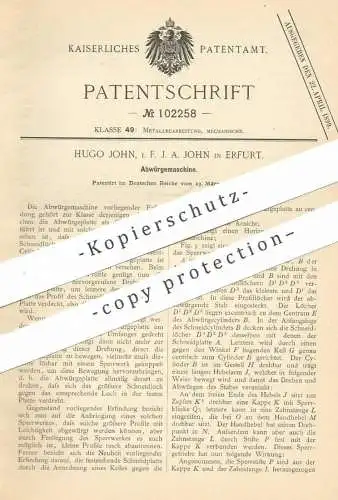 original Patent - Hugo John , Erfurt , 1897 , Abwürgemaschine | Metall , Zylinder , Hebel , Schneidhebel , Schneidzeug !