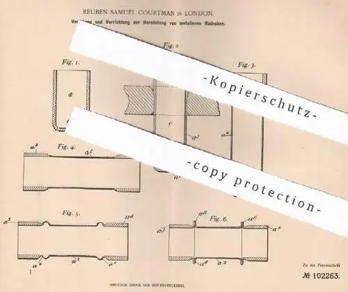 original Patent - Reuben Samuel Courtman , London , England , 1897 , metallene Radnabe | Metall, Rad , Räder , Fahrrad !