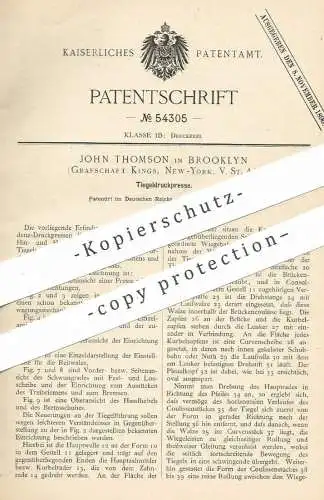 original Patent - John Thomson , Brooklyn , Kings , New York , USA , 1890 , Tiegeldruckpresse | Tiegel - Druckpresse !!!