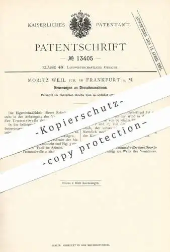 original Patent - Moritz Weil , Frankfurt / Main  , 1880 , Dreschmaschine | Drescher , Mähdrescher , Dreschen | Bauer !!