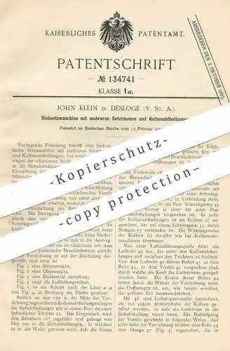 original Patent - John Klein , Desloge , USA , 1901 , Siebsetzmaschine | Sieb - Setzmaschine | Setzer !!