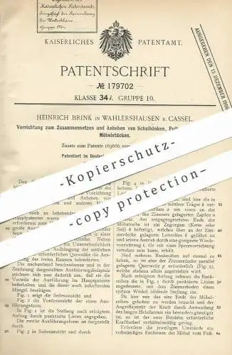 original Patent - Heinrich Brink , Wahlershausen / Kassel , 1905 , Bauen & Anheben von Möbel , Schulbank , Pult , Tisch