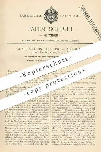 original Patent - Charles Louis Goehring , Alleghany , Pennsylvania USA , 1892 | Fräsmaschine | Fräse | Holz , Tischler