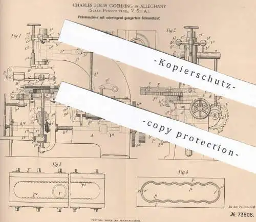 original Patent - Charles Louis Goehring , Alleghany , Pennsylvania USA , 1892 | Fräsmaschine | Fräse | Holz , Tischler