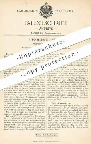 original Patent - Otto Hörenz , Dresden , 1892 , Feuerzugsregler mit Blasrohr | Feuerung , Ofen , Heizung , Ofenbauer