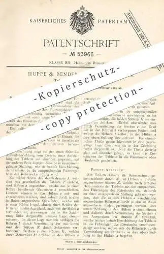 original Patent - Huppe & Bender , Offenbach / Main , 1889 , Toilette - Einsatz für Reisetasche | Tasche , WC , Koffer