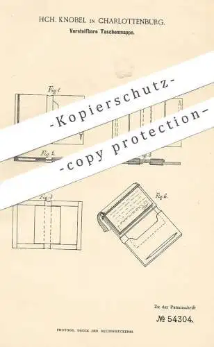 original Patent - HCH. Knobel , Berlin / Charlottenburg , 1890 , Taschenmappe | Mappe , Ordner , Hefter , Buchbinder !