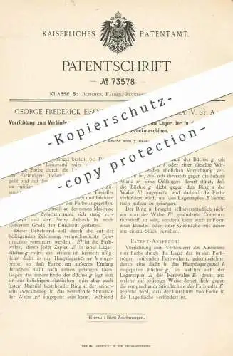 original Patent - George Frederick Eisenhardt , Philadelphia , USA , rotierende Farbwalzen an Druckmaschinen | Druck !!!