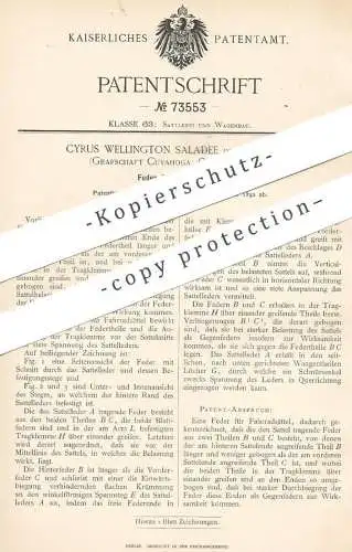 original Patent - Cyrus Wellington Saladee , Cleveland , Cuyahoga Ohio , USA , 1892 , Feder für Fahrradsattel | Sattler