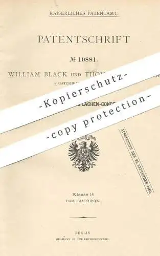 original Patent - William Black , Thomas Hawthorn , Gateshead on Tyne , England , 1880 , Oberflächen - Kondensator !!